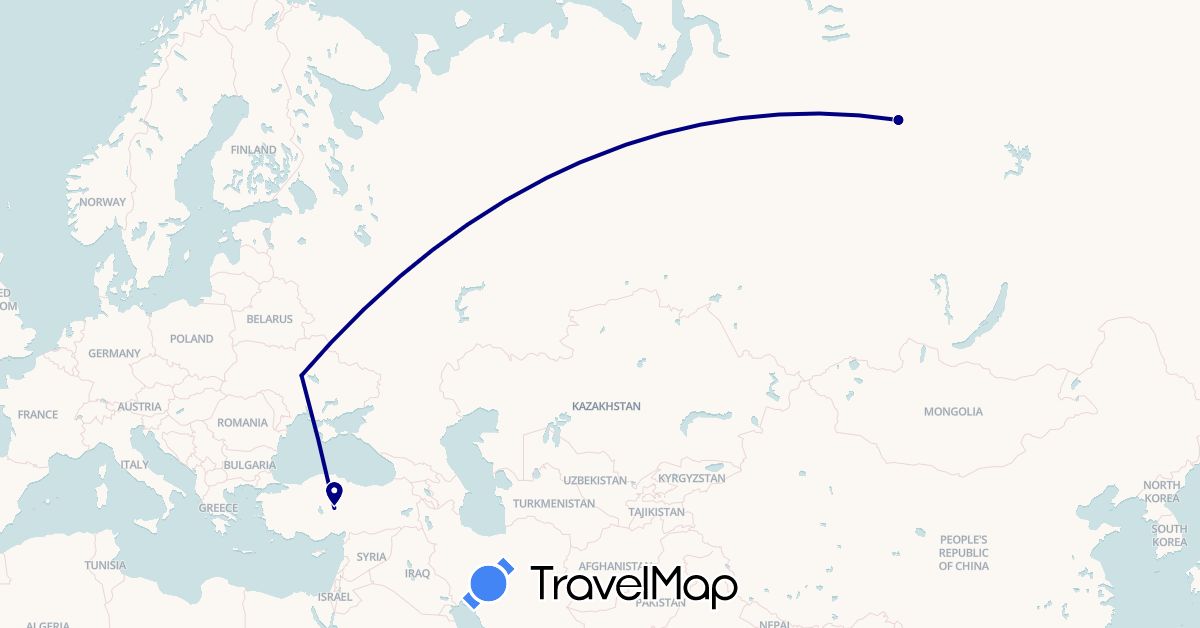 TravelMap itinerary: driving in Russia, Turkey, Ukraine (Asia, Europe)